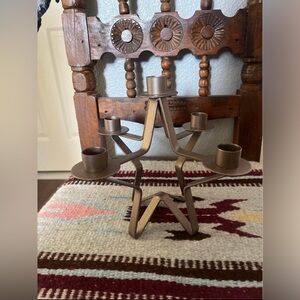 Wrought iron star candle stick holder